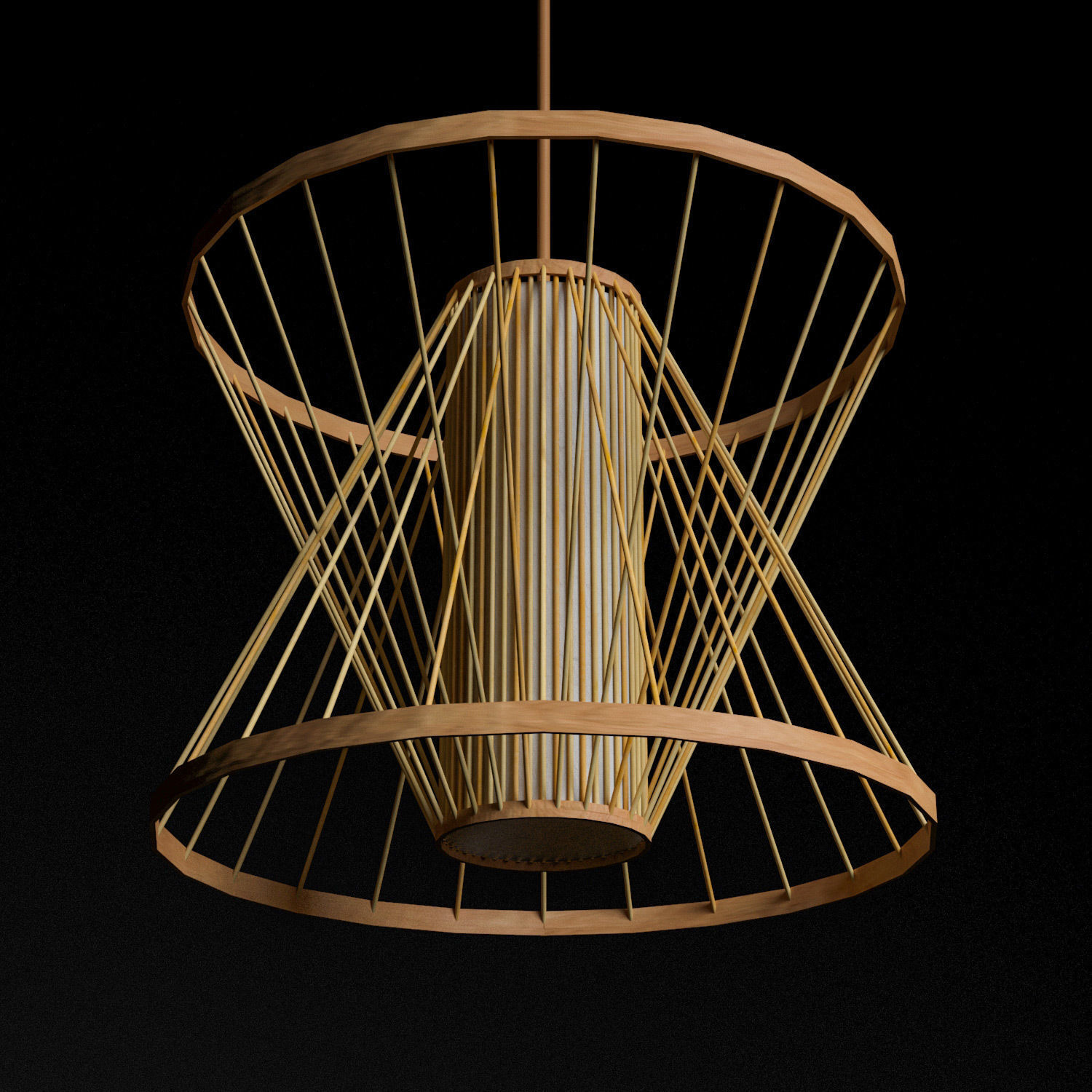 Rattan Lighting Set 8 3D model_2