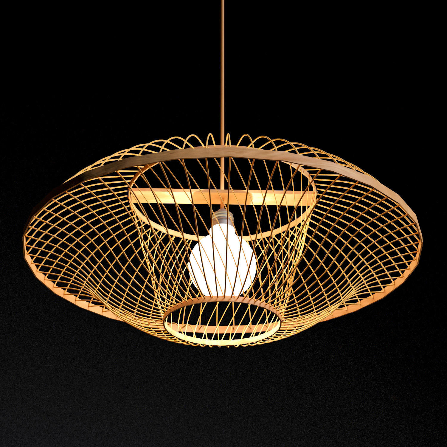 Rattan Lighting Set 8 3D model_1