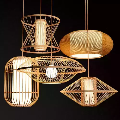 Rattan Lighting Set 8 3D model