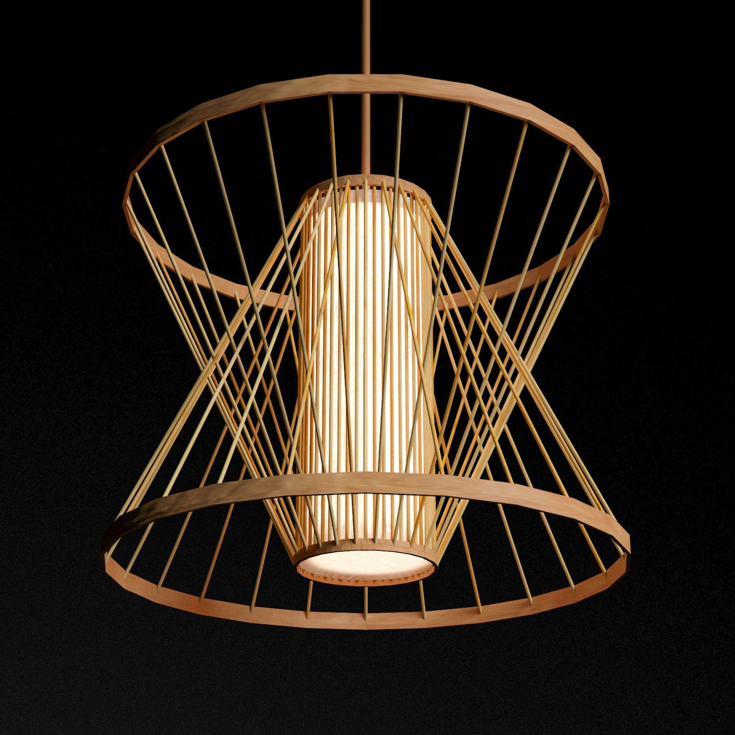 Rattan Lighting Set 8 3D model_3
