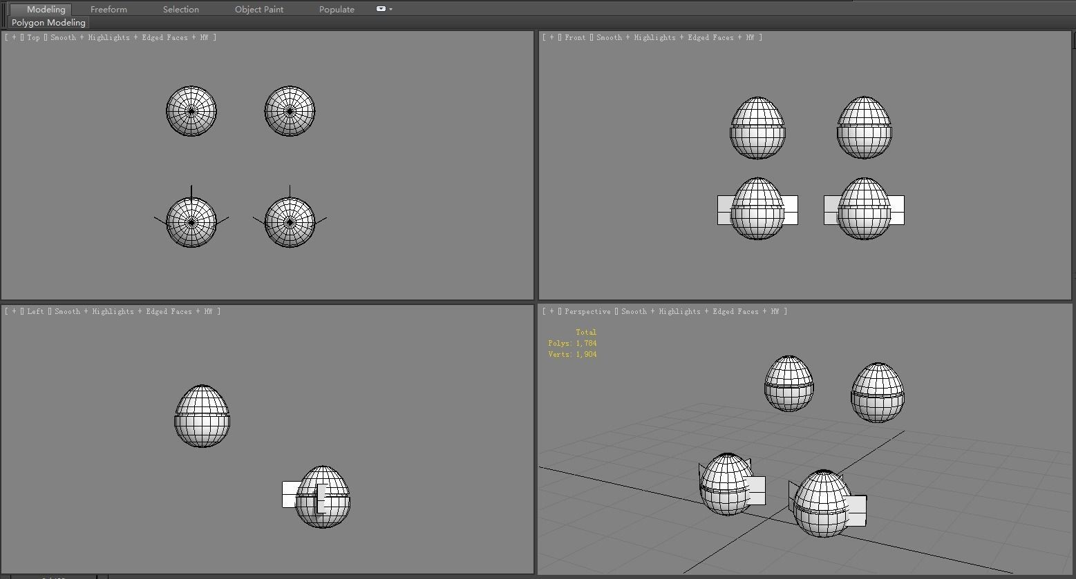 Cartoon eggshell monsters Low-poly 3D model_5