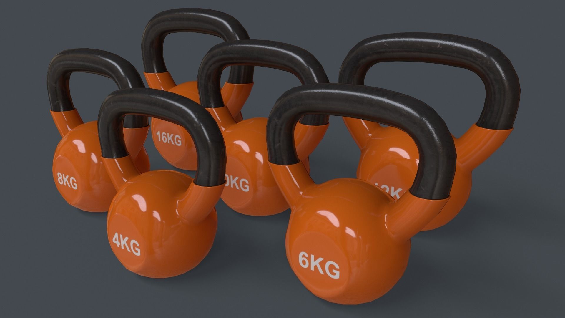 PBR 4-16KG Kettlebell V1 - Multi color Pack  3D Model Collection_19