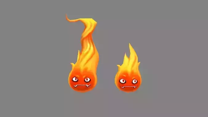  Cartoon yellow flame monster - Fire demons