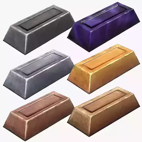 Stylized Ingots Pack Low-poly 3D model