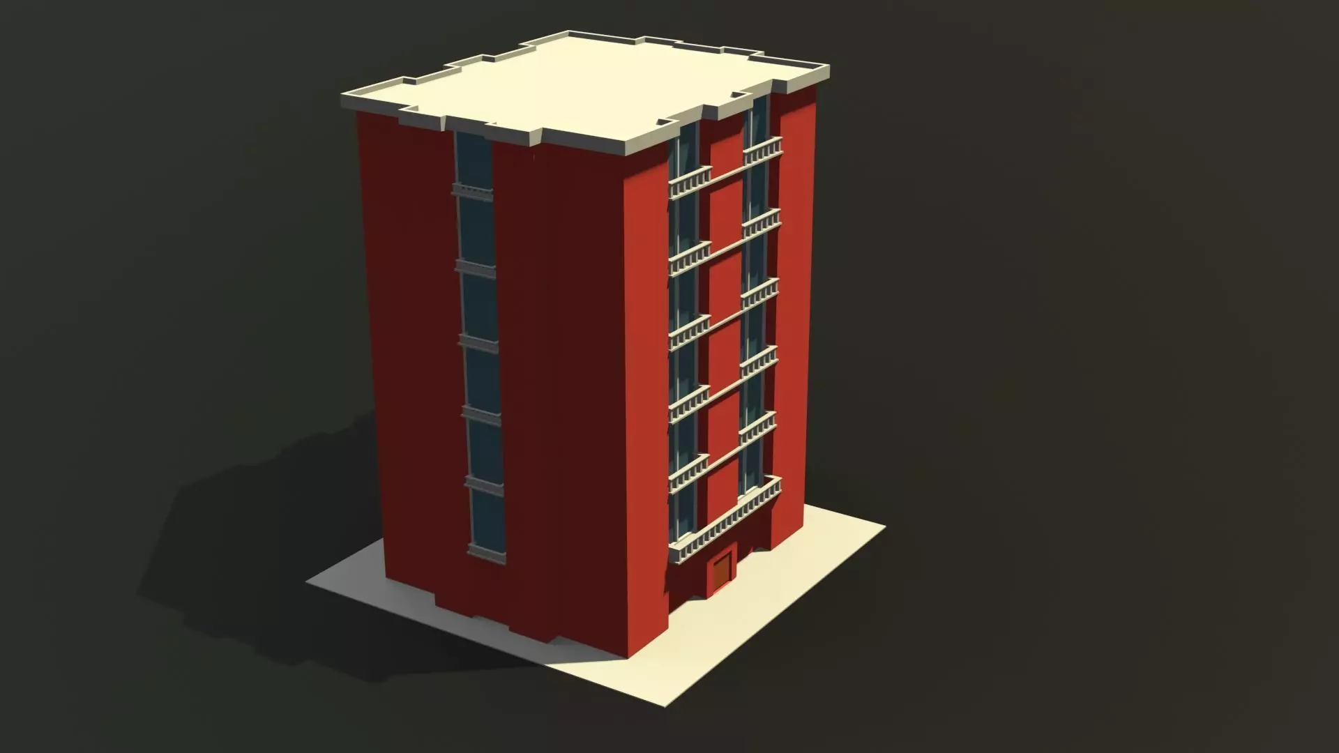 apartment building  Free low-poly 3D model_0