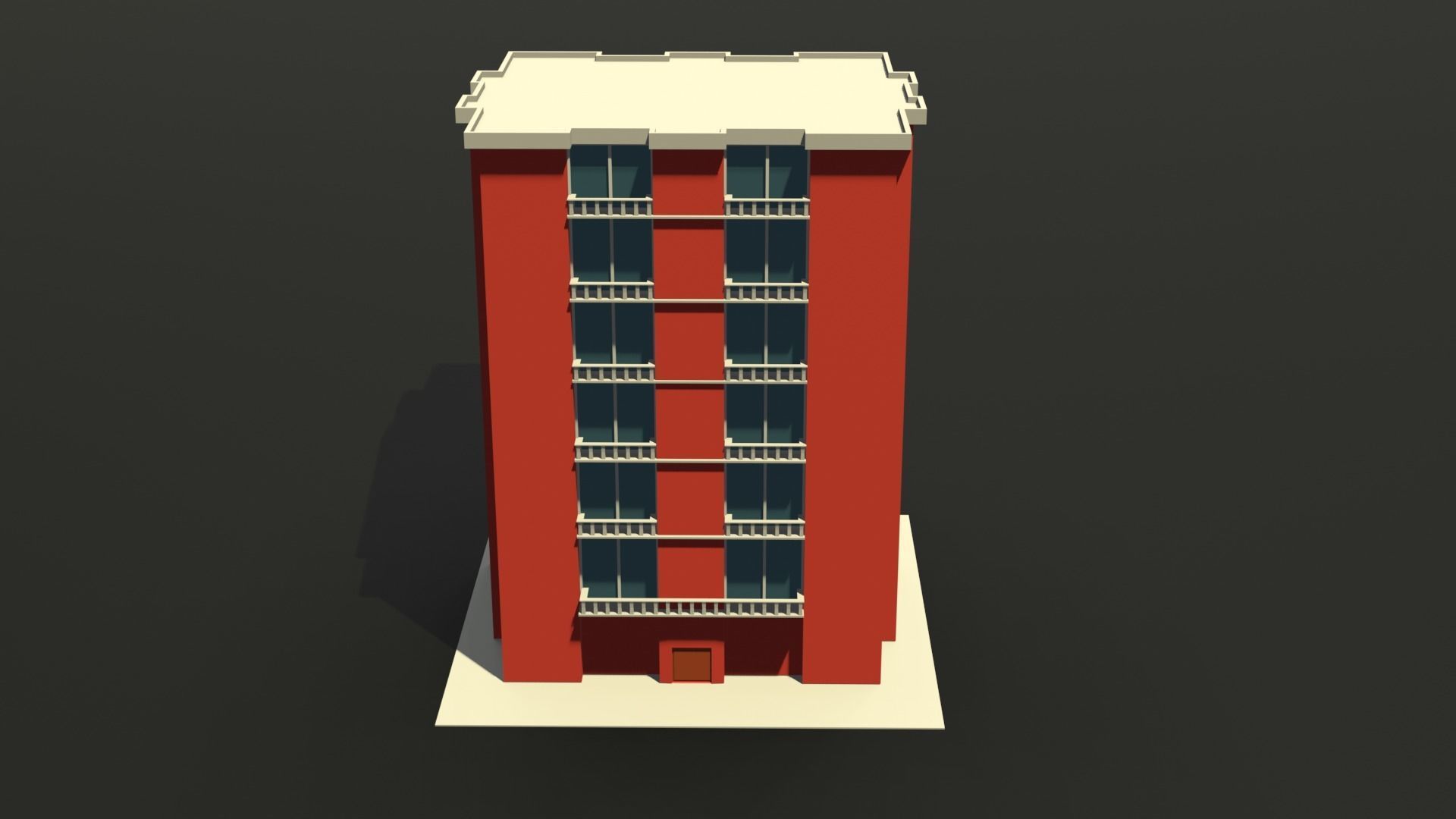 apartment building  Free low-poly 3D model_3