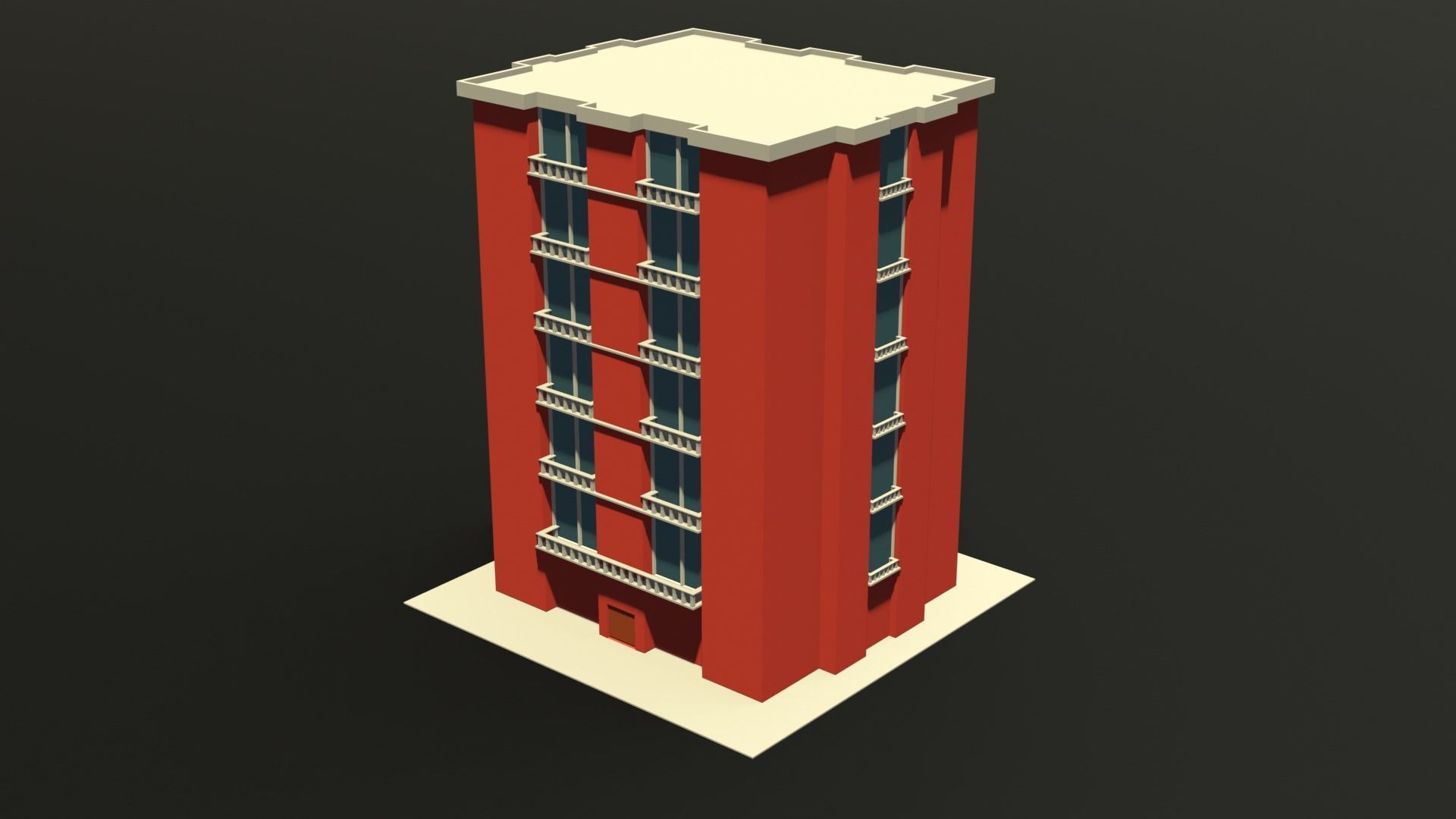 apartment building  Free low-poly 3D model_5