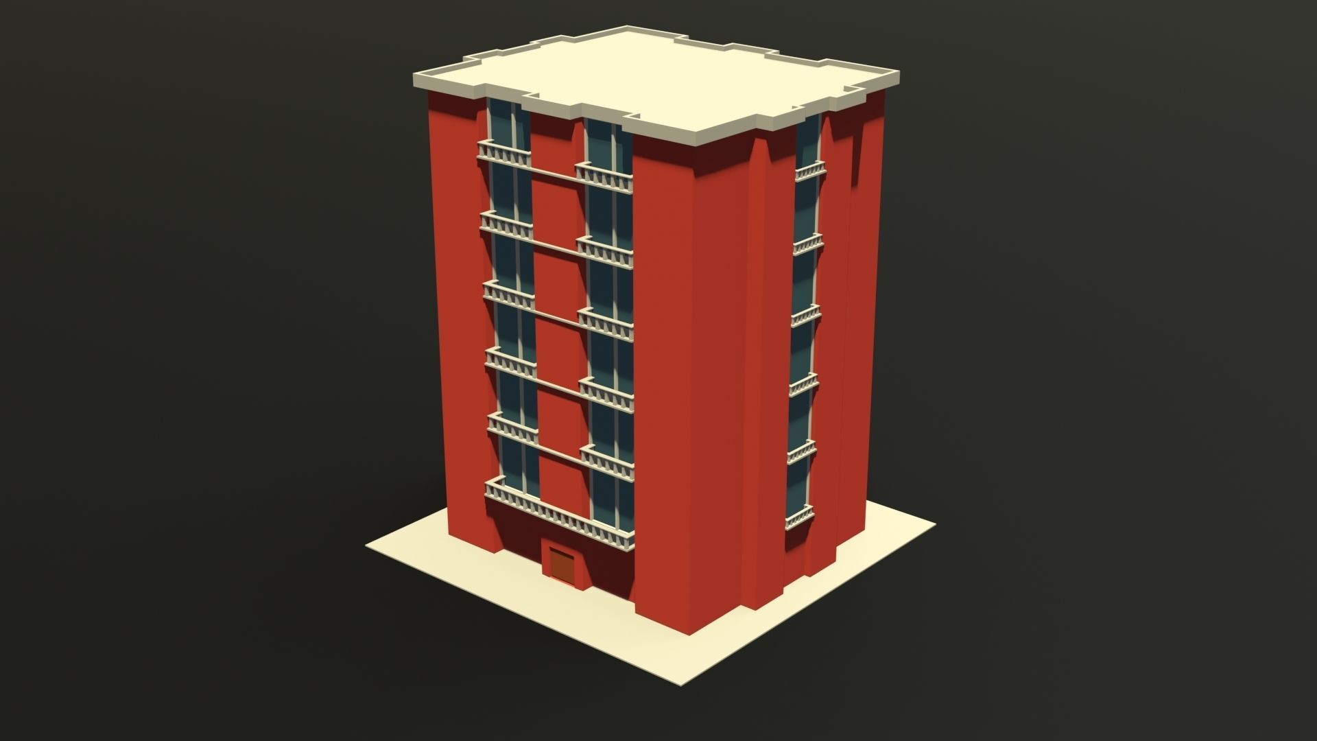 apartment building  Free low-poly 3D model_4