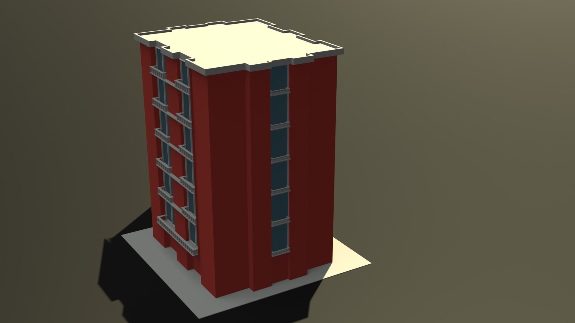 apartment building  Free low-poly 3D model_2