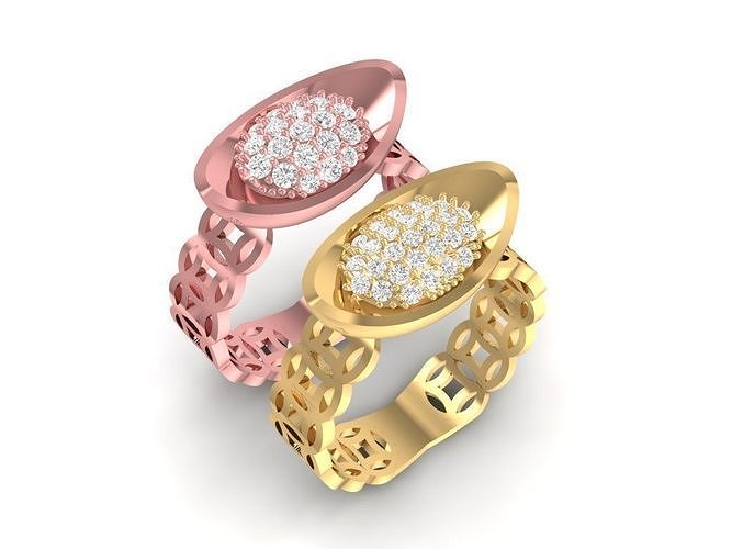 chinese lucky diamond gold bar Ring 2368 3D print model