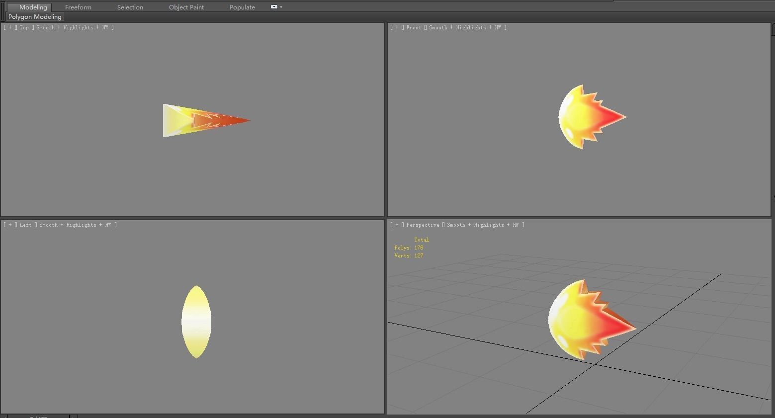 Cartoon Game Skill Icon - Fire Bomb - Flame Element Low-poly 3D model_3