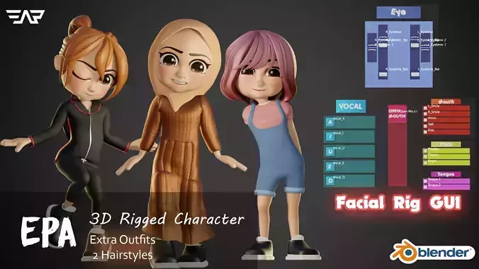 EPA 3D Rigged Girl Character 3D model
