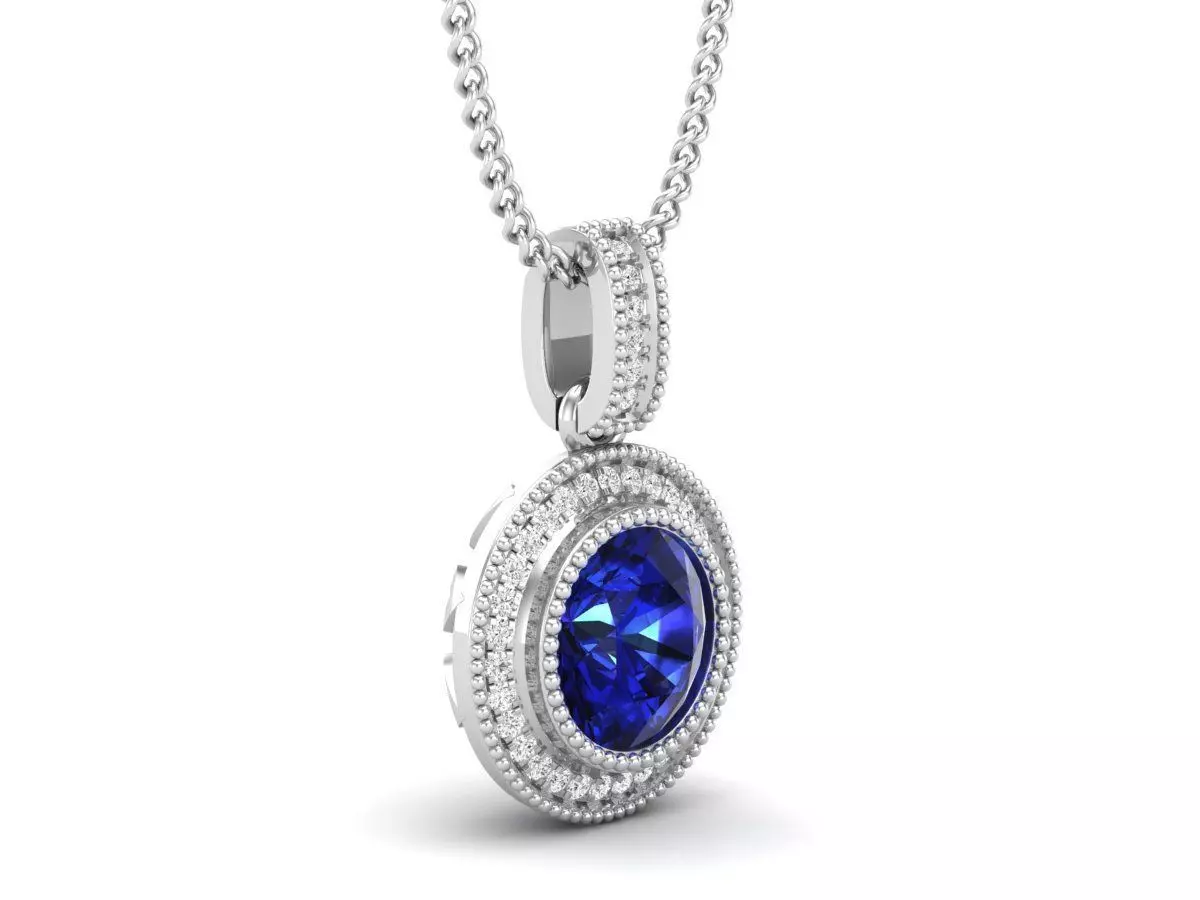Round Center diamond pendant for woman 3D print model
