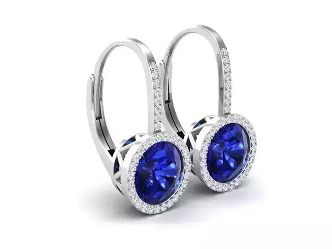 Round Center diamond earrings for woman