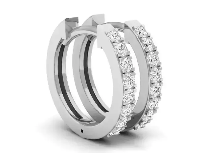 Diamond Huggie Hoop Earrings for woman o 3D print model
