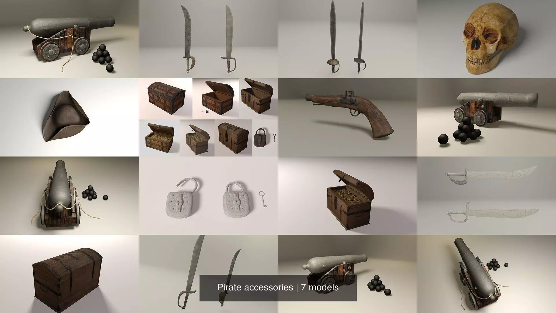 Pirate accessories 3D Model Collection_1