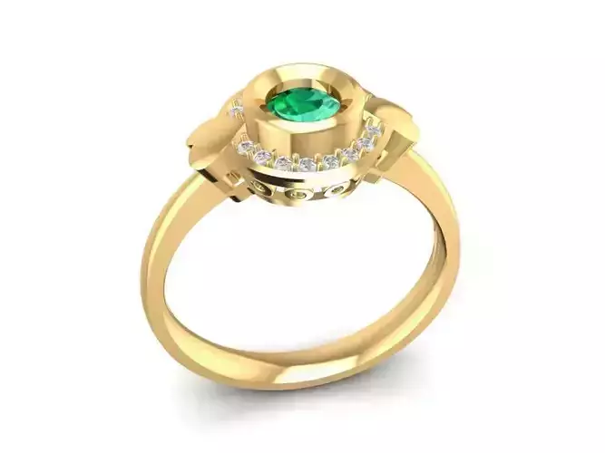 Elegant Halo Emerald Diamond Ring for Women  2370