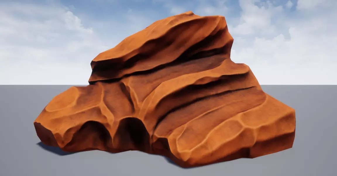 DesertStone LowPoly rock in desert 3D model_0