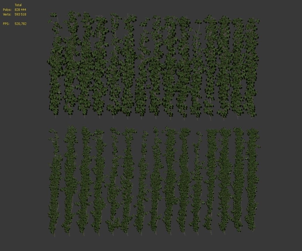 Wall of ivy leaves 3D model_3