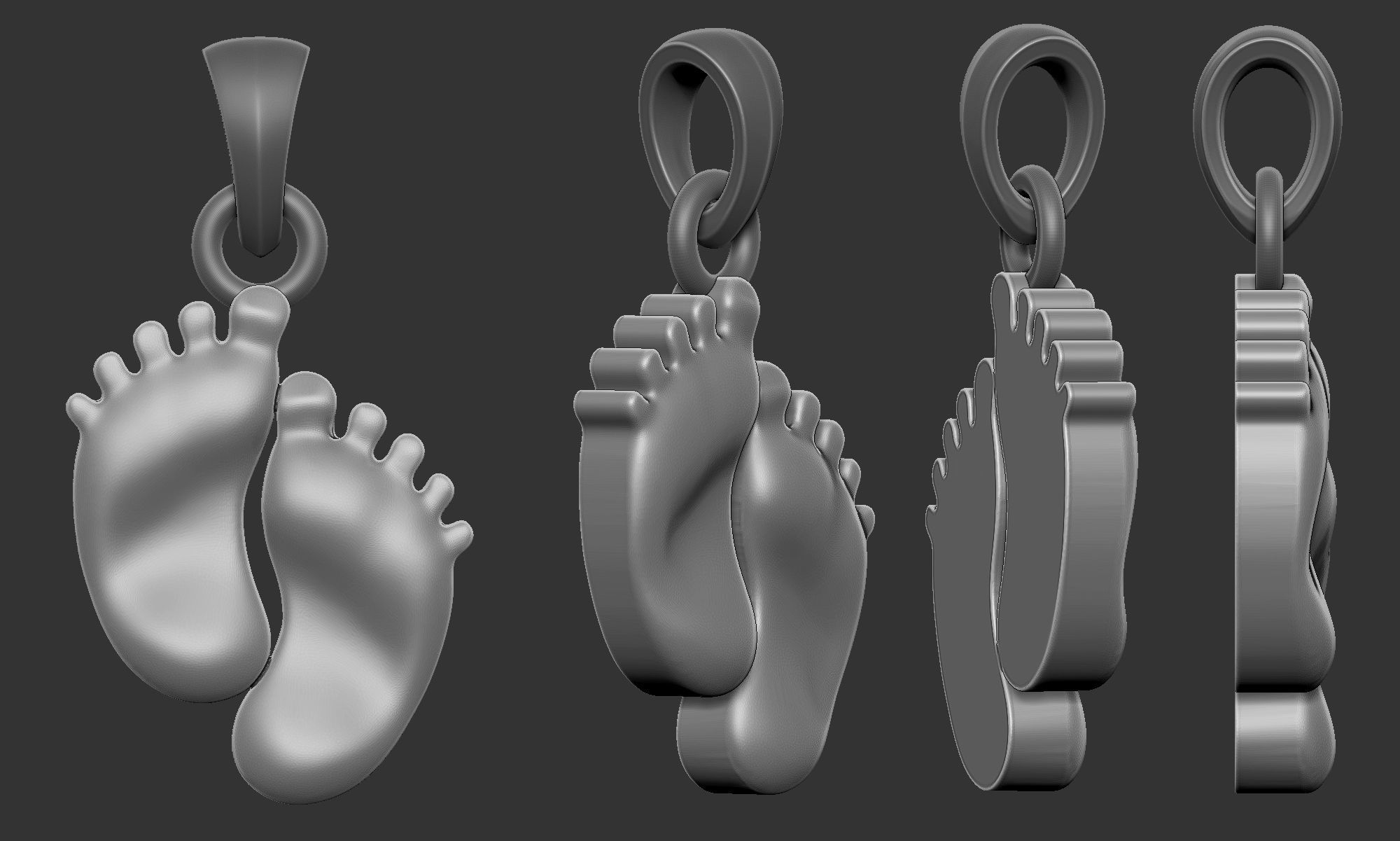 Feet Pendant 3D print model_1