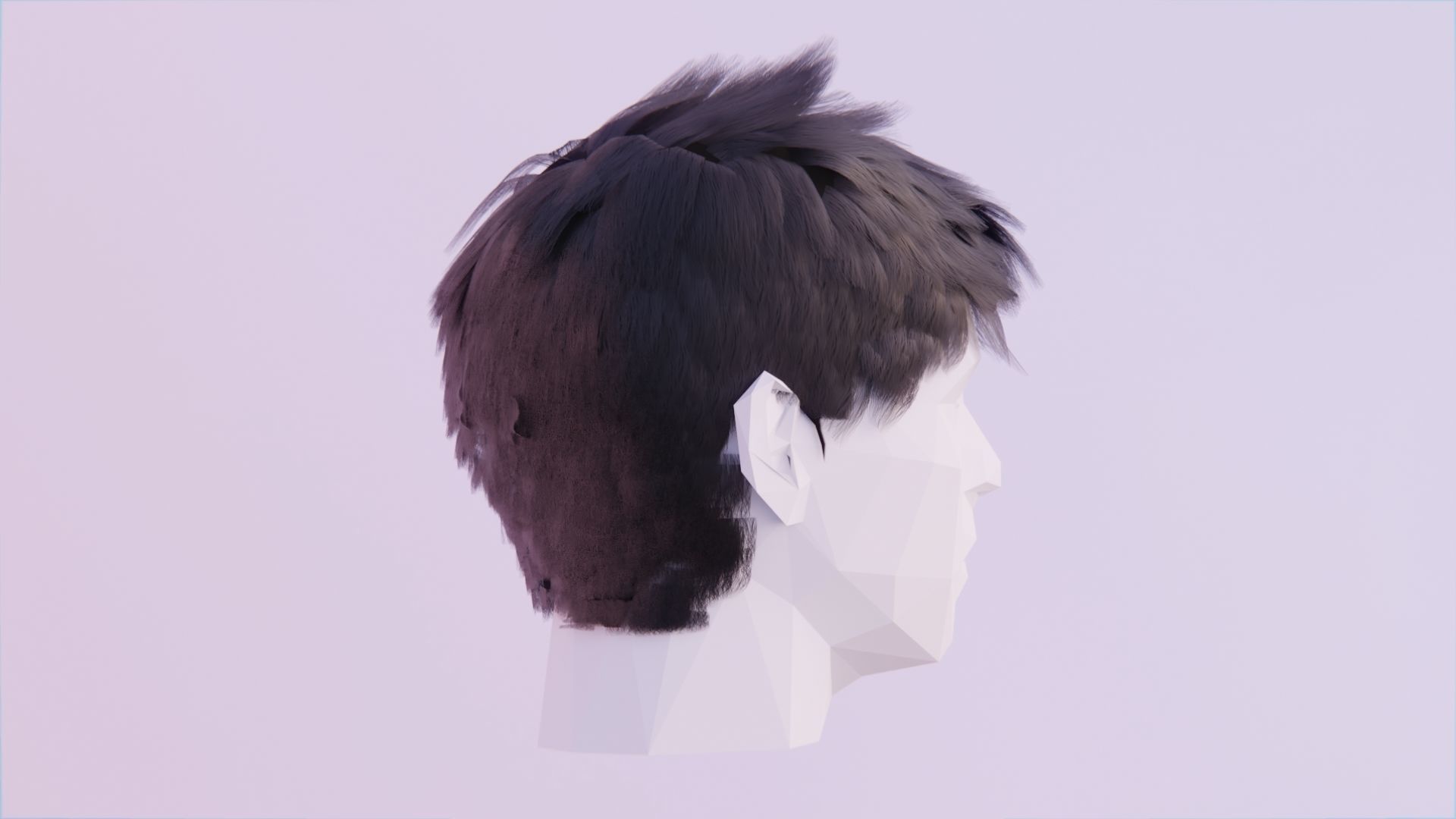 Hair Style 4 - Short Straight Messy Low-poly 3D model_2