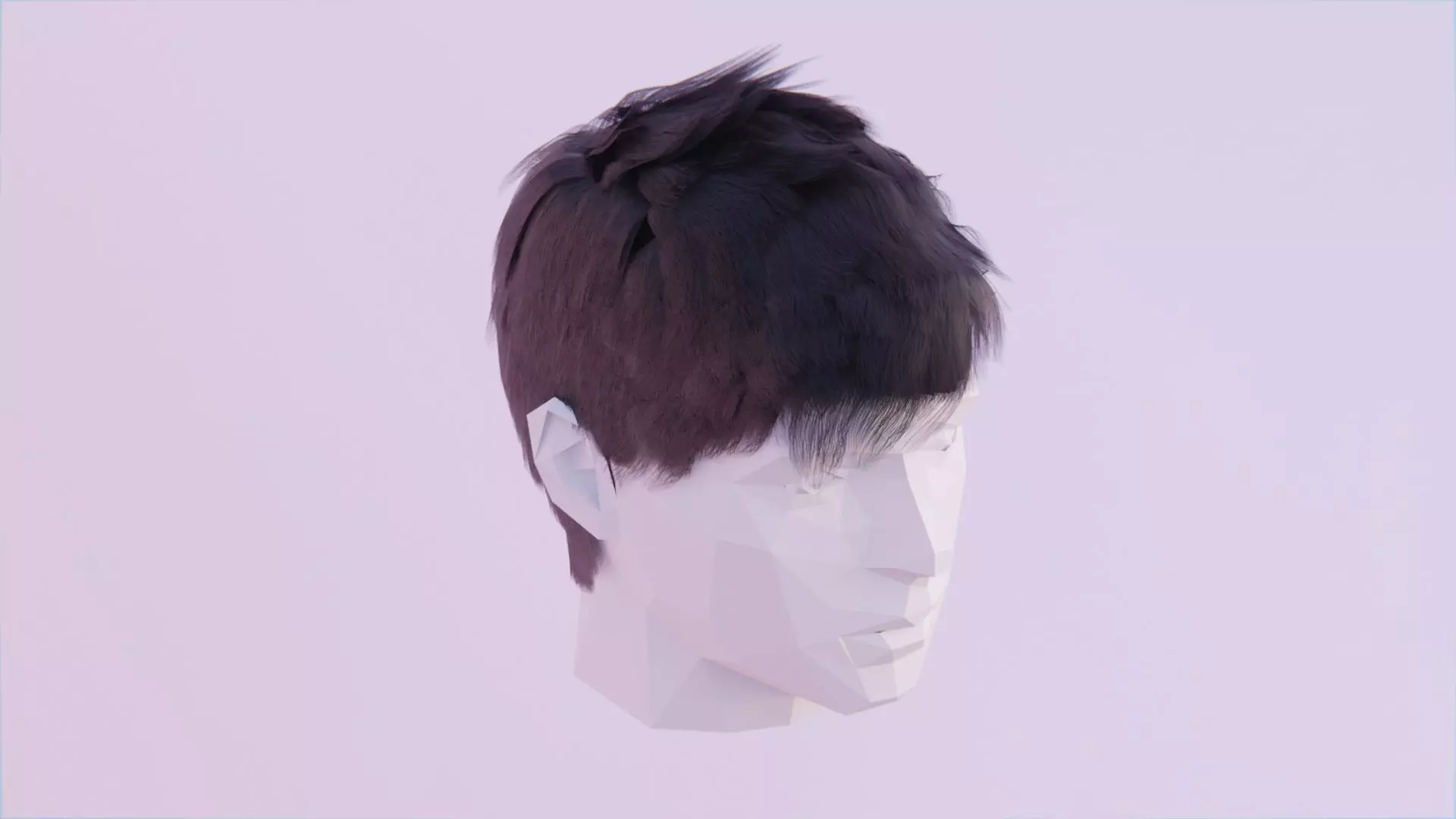Hair Style 4 - Short Straight Messy Low-poly 3D model_0