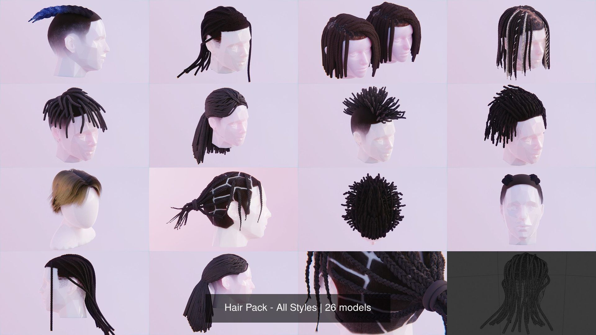 Hair Pack - All Styles by Tiko 3D Model Collection_59