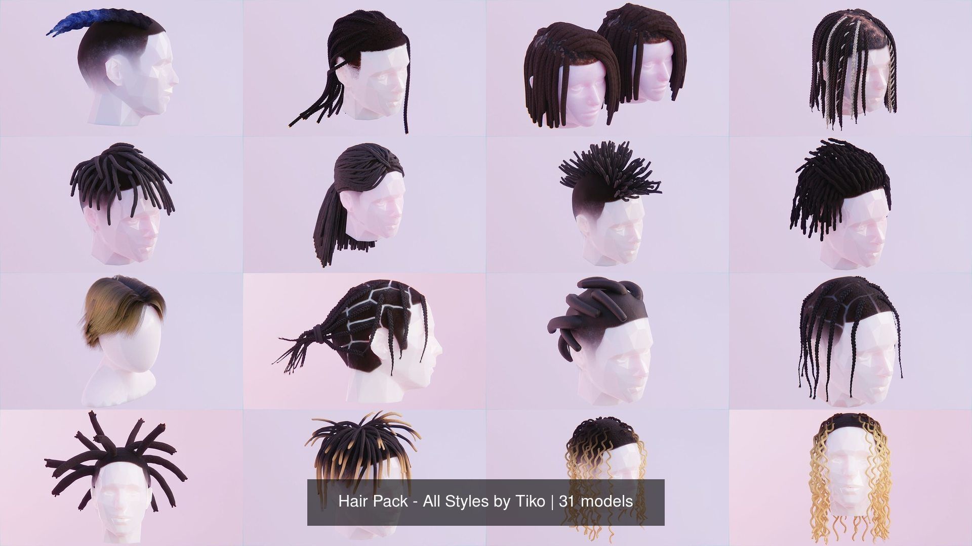 Hair Pack - All Styles by Tiko 3D Model Collection_7