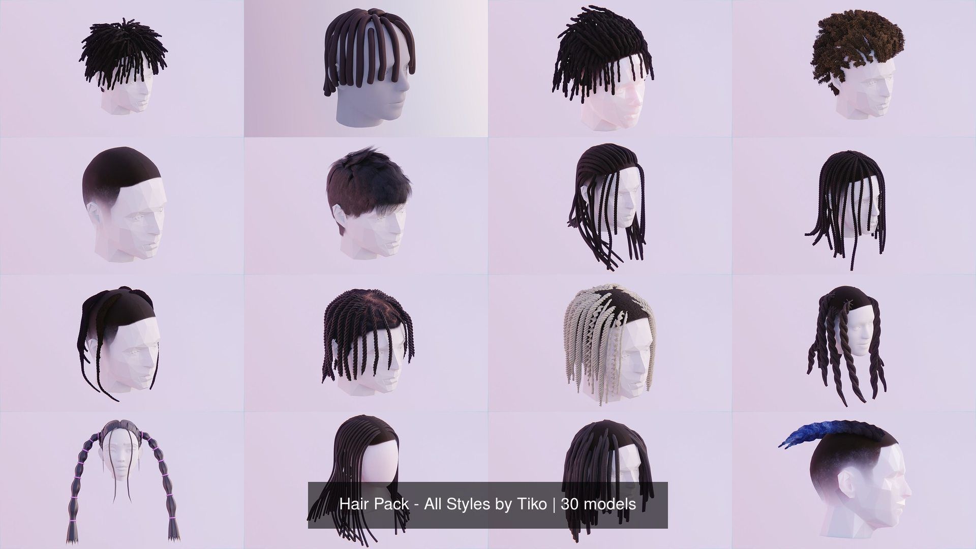 Hair Pack - All Styles by Tiko 3D Model Collection_4