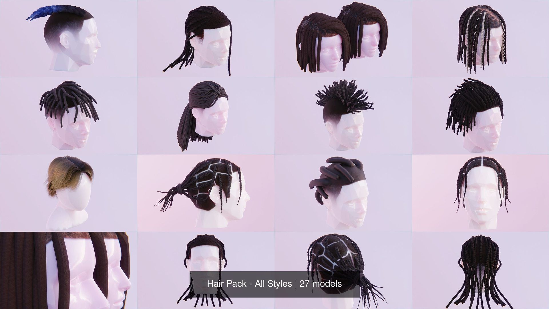 Hair Pack - All Styles by Tiko 3D Model Collection_53
