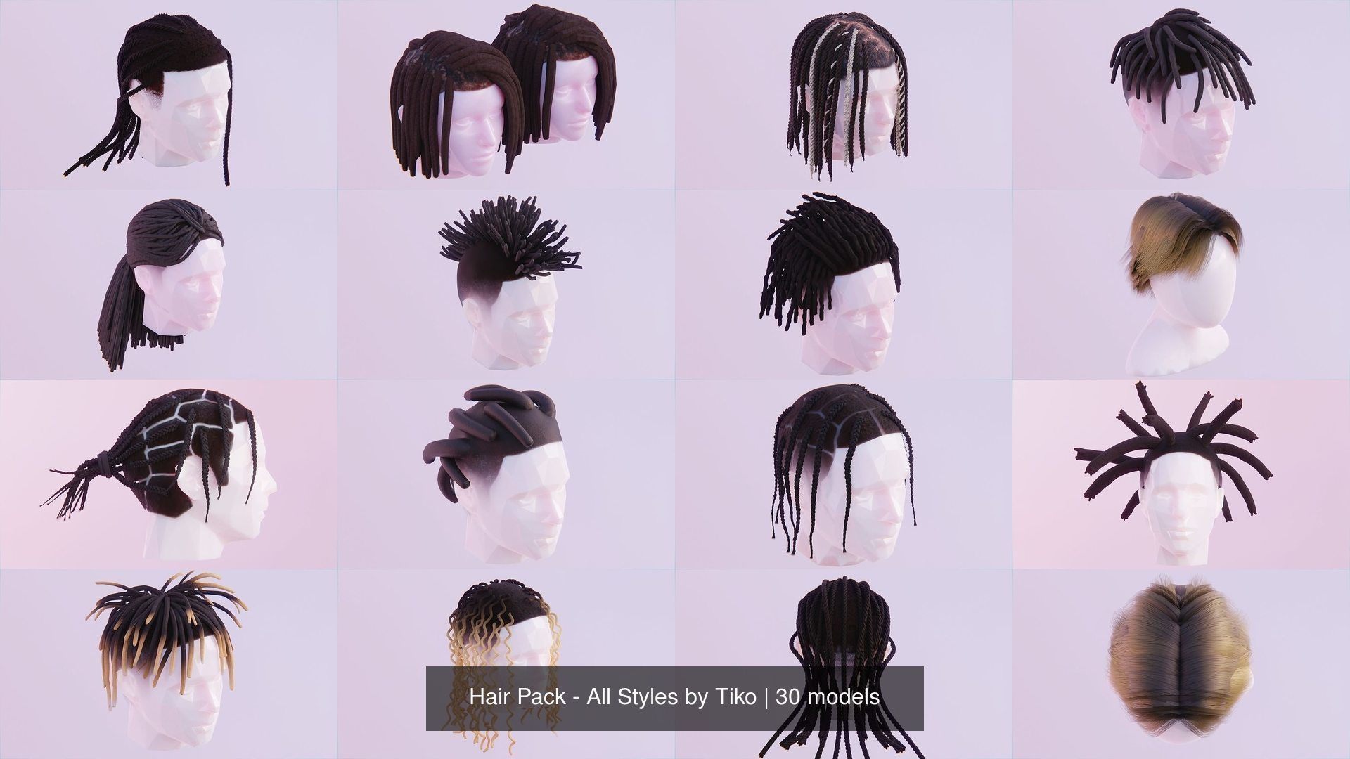 Hair Pack - All Styles by Tiko 3D Model Collection_8