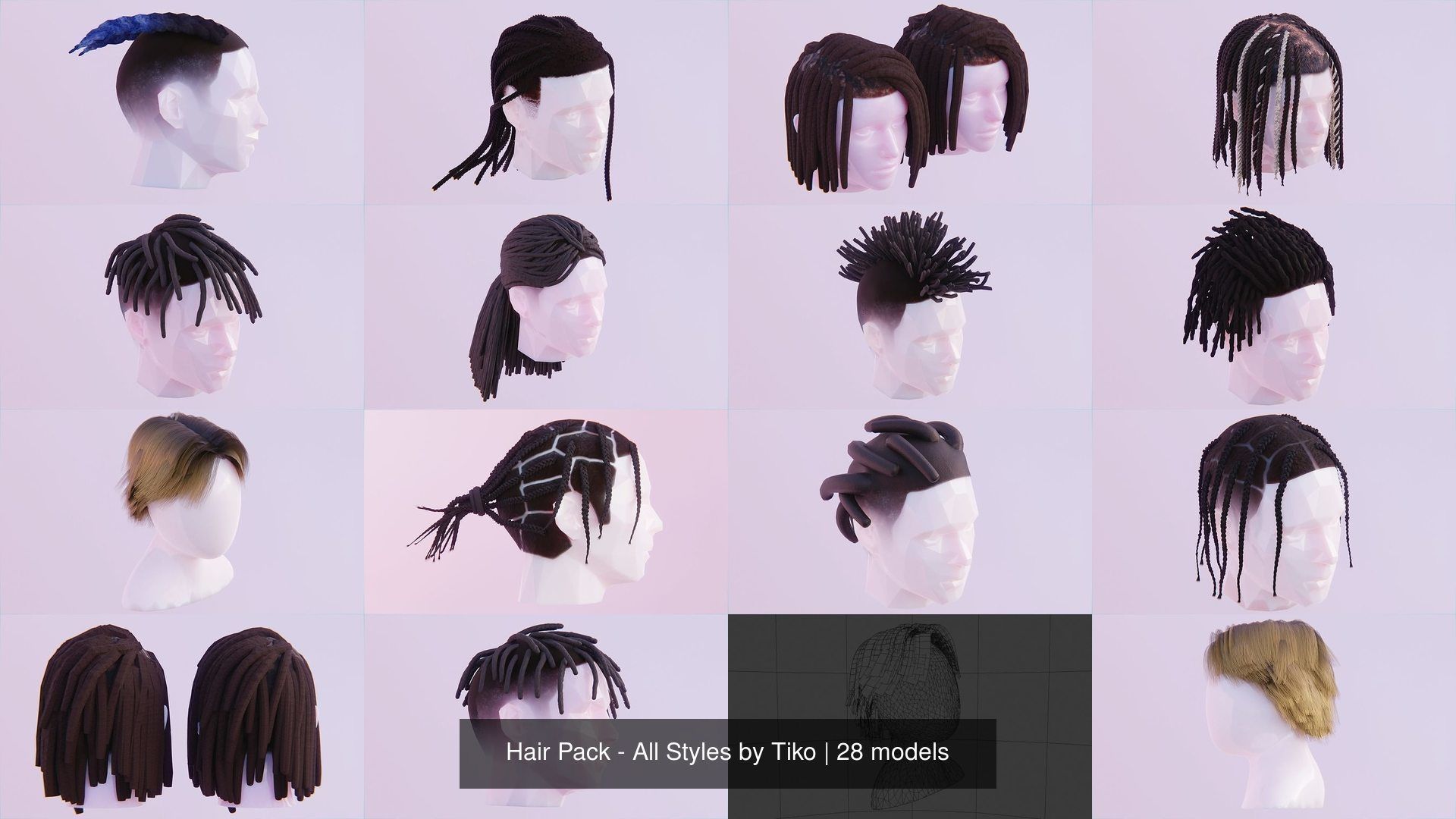Hair Pack - All Styles by Tiko 3D Model Collection_33