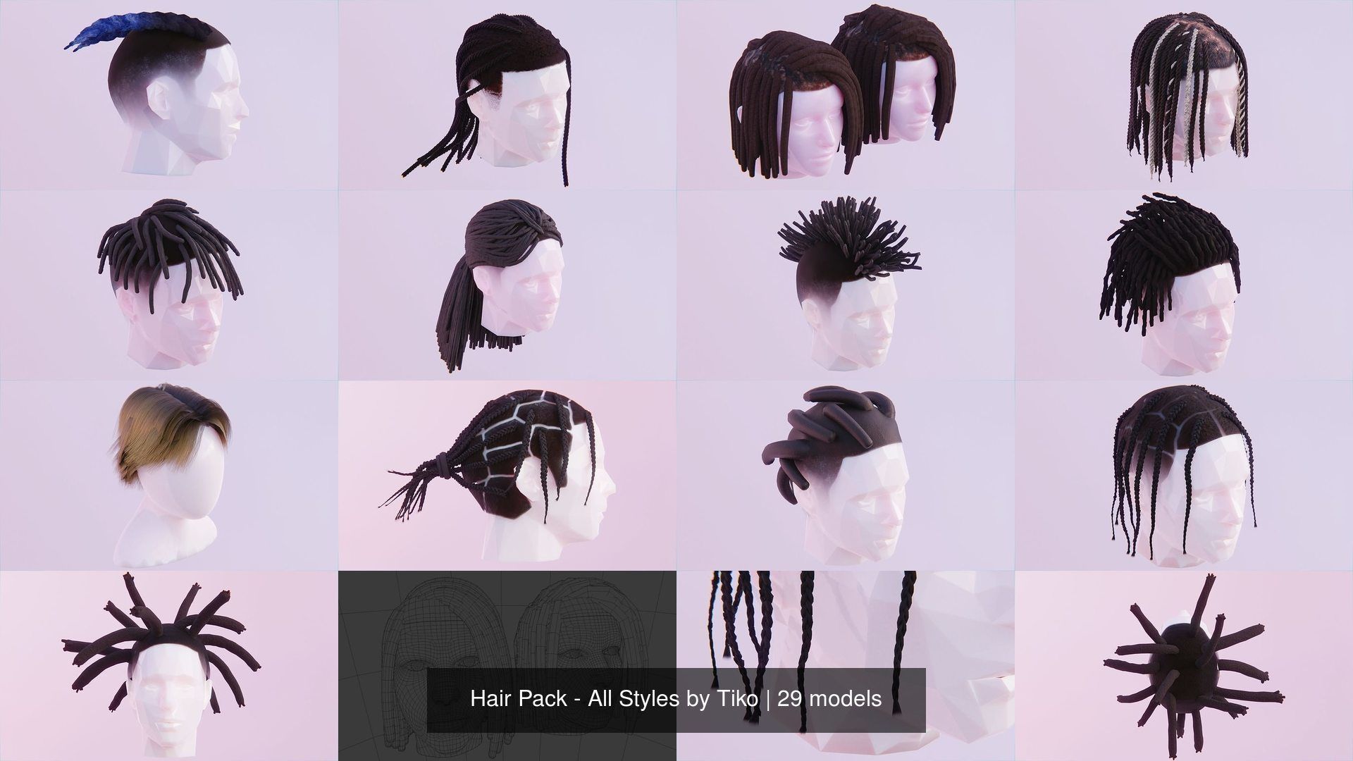 Hair Pack - All Styles by Tiko 3D Model Collection_24