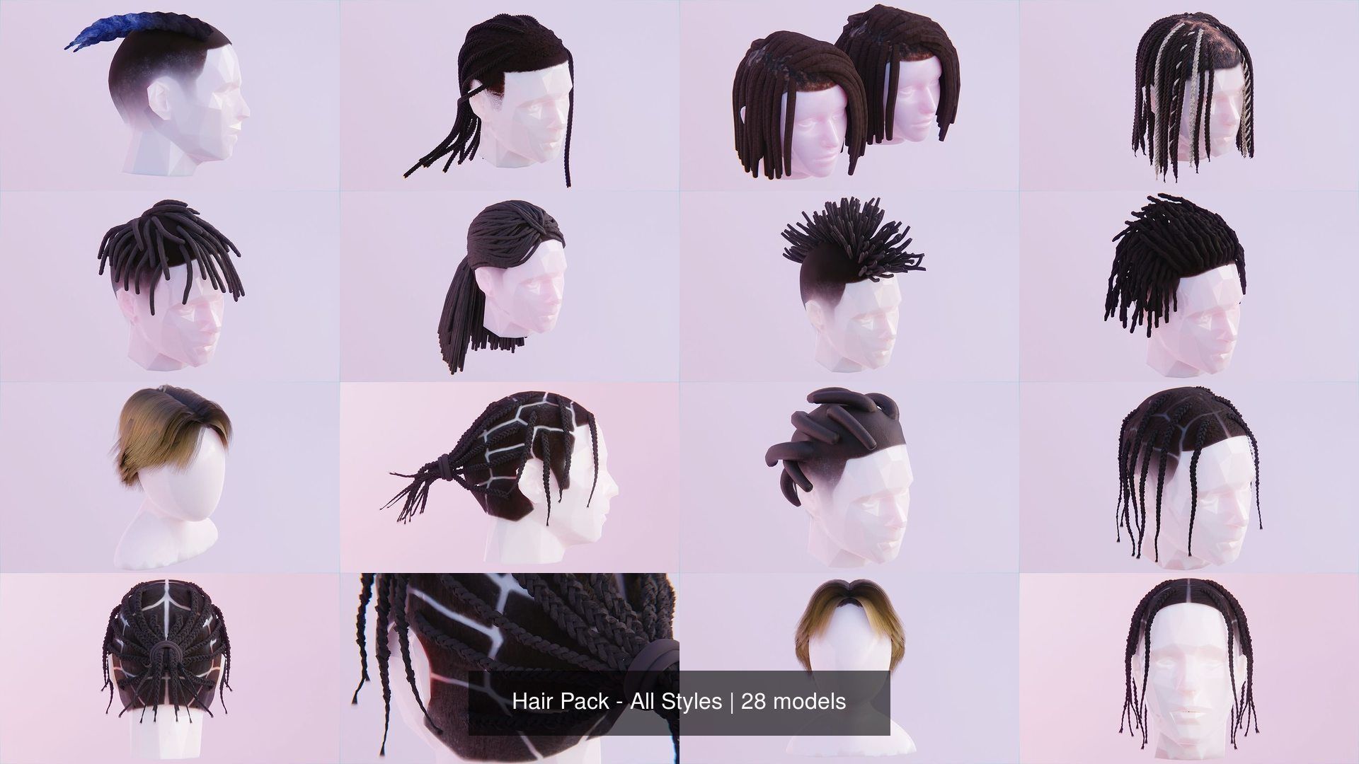 Hair Pack - All Styles by Tiko 3D Model Collection_44