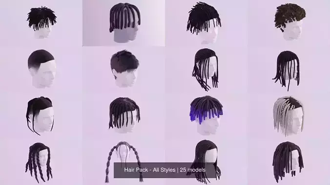 Hair Pack - All Styles by Tiko 3D Model Collection