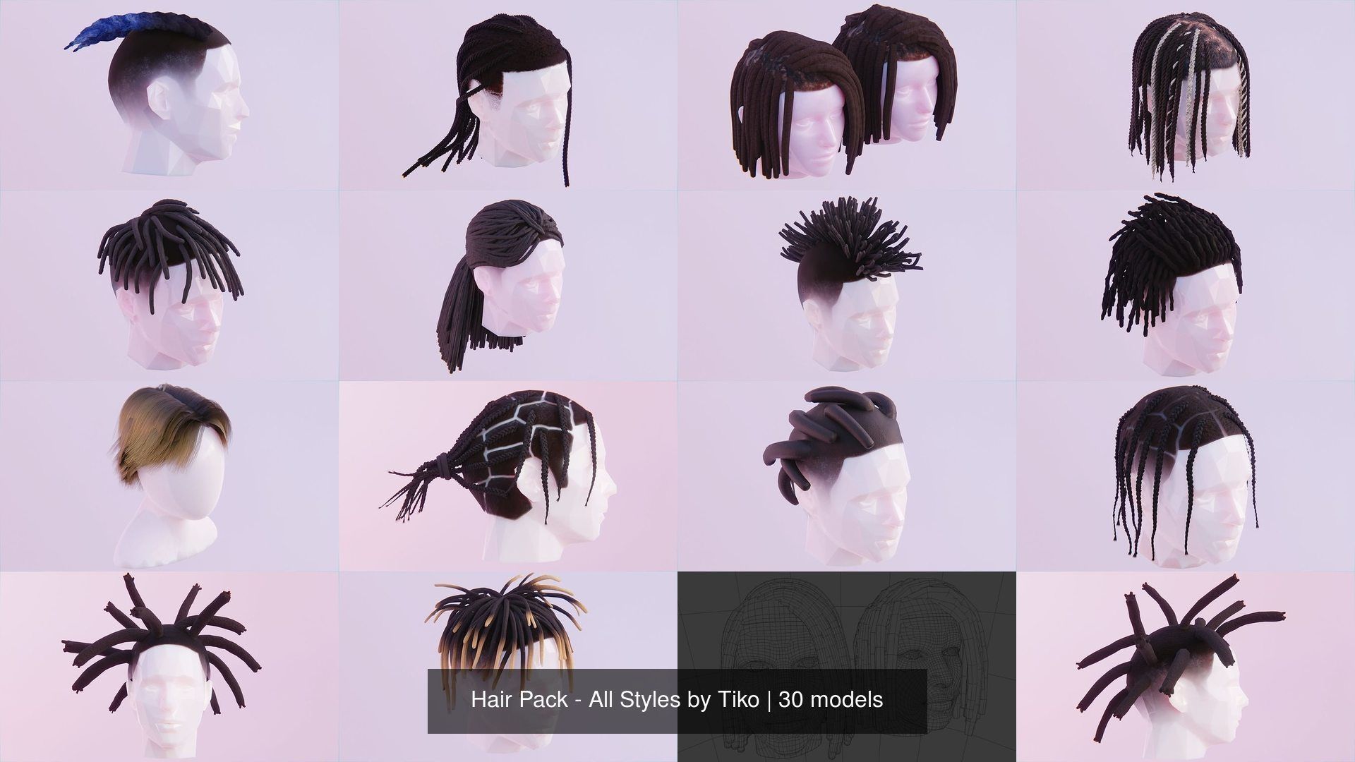 Hair Pack - All Styles by Tiko 3D Model Collection_15