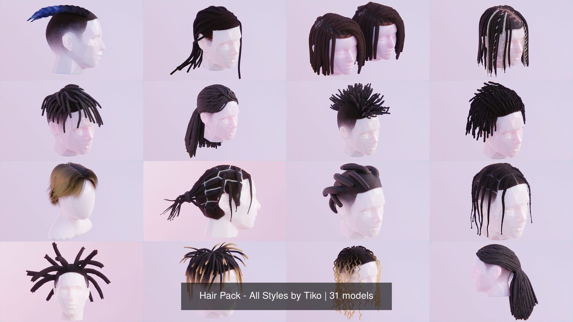Hair Pack - All Styles by Tiko 3D Model Collection_17