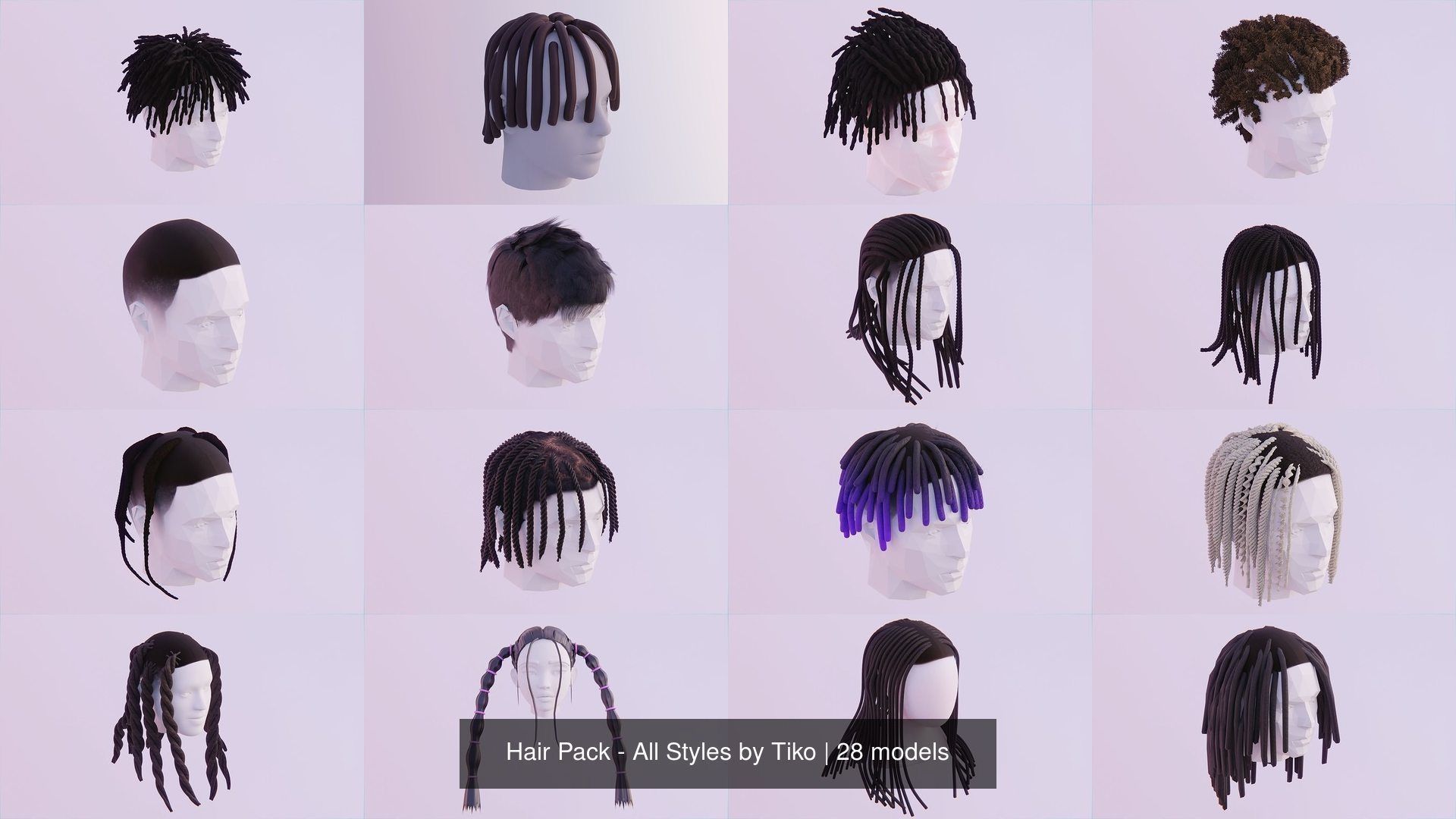 Hair Pack - All Styles by Tiko 3D Model Collection_22