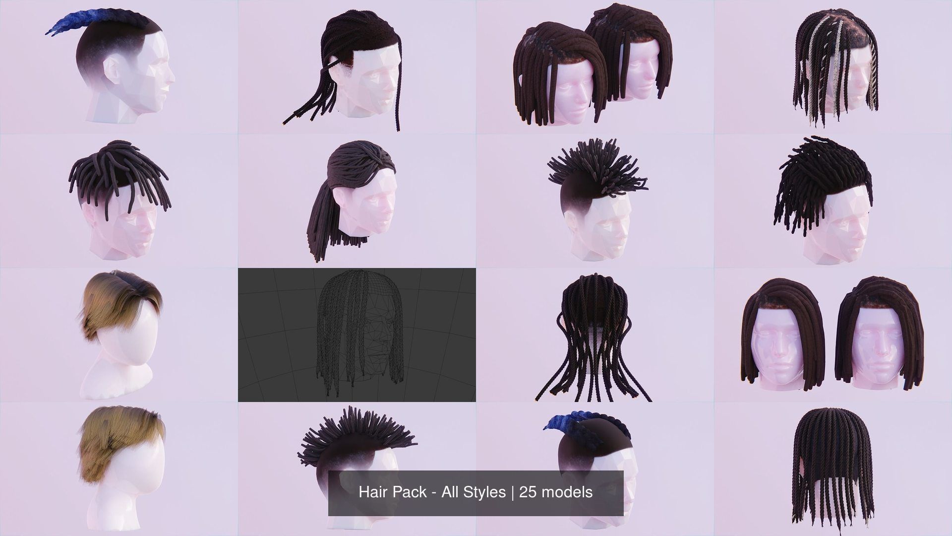 Hair Pack - All Styles by Tiko 3D Model Collection_57