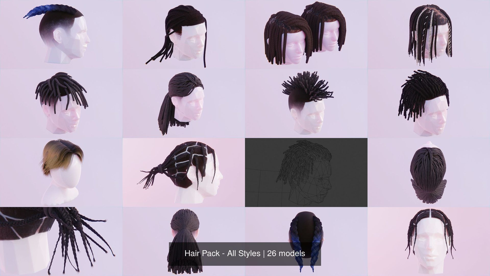 Hair Pack - All Styles by Tiko 3D Model Collection_51