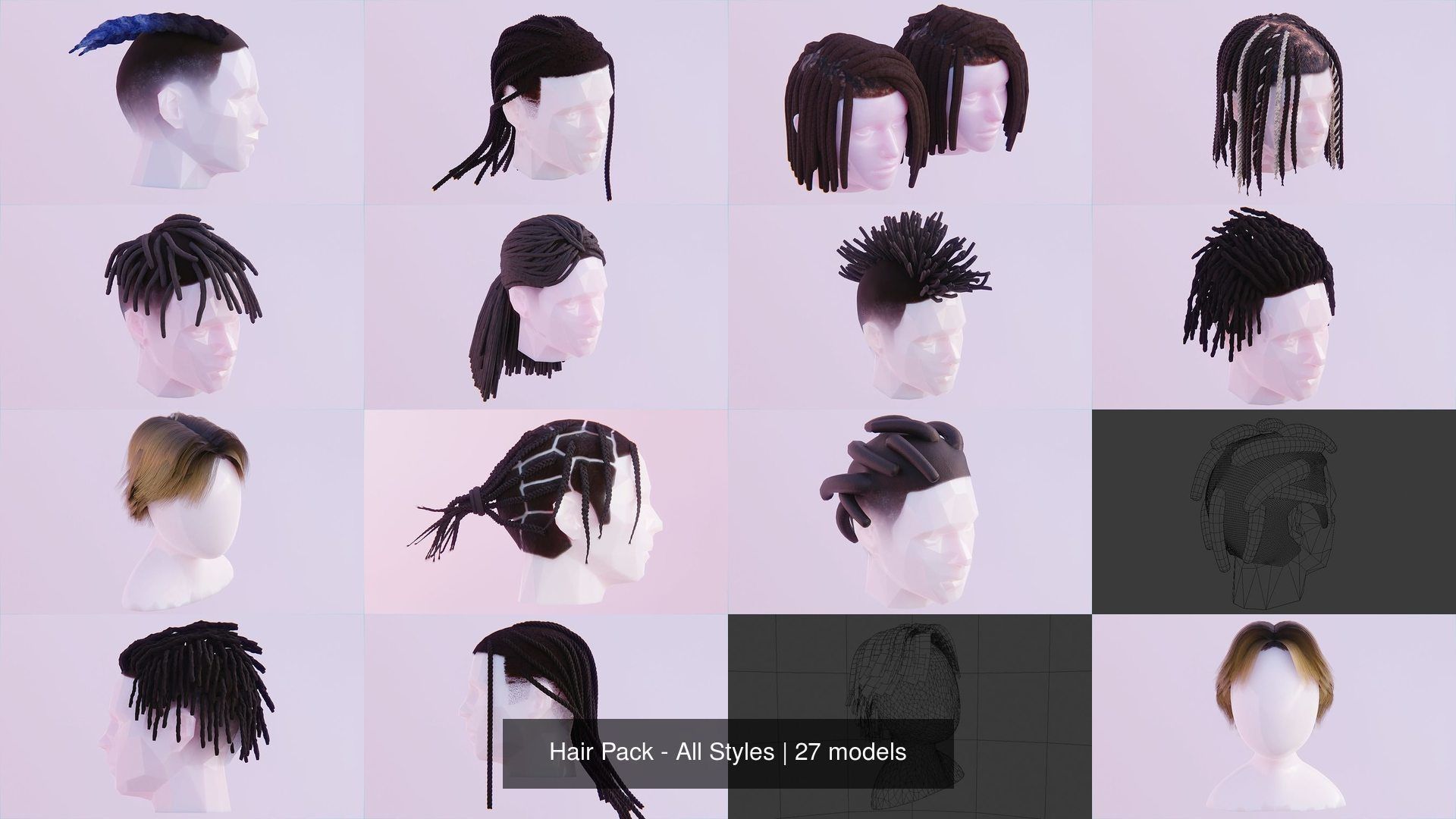Hair Pack - All Styles by Tiko 3D Model Collection_42