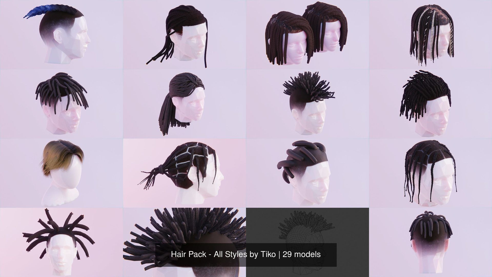 Hair Pack - All Styles by Tiko 3D Model Collection_35