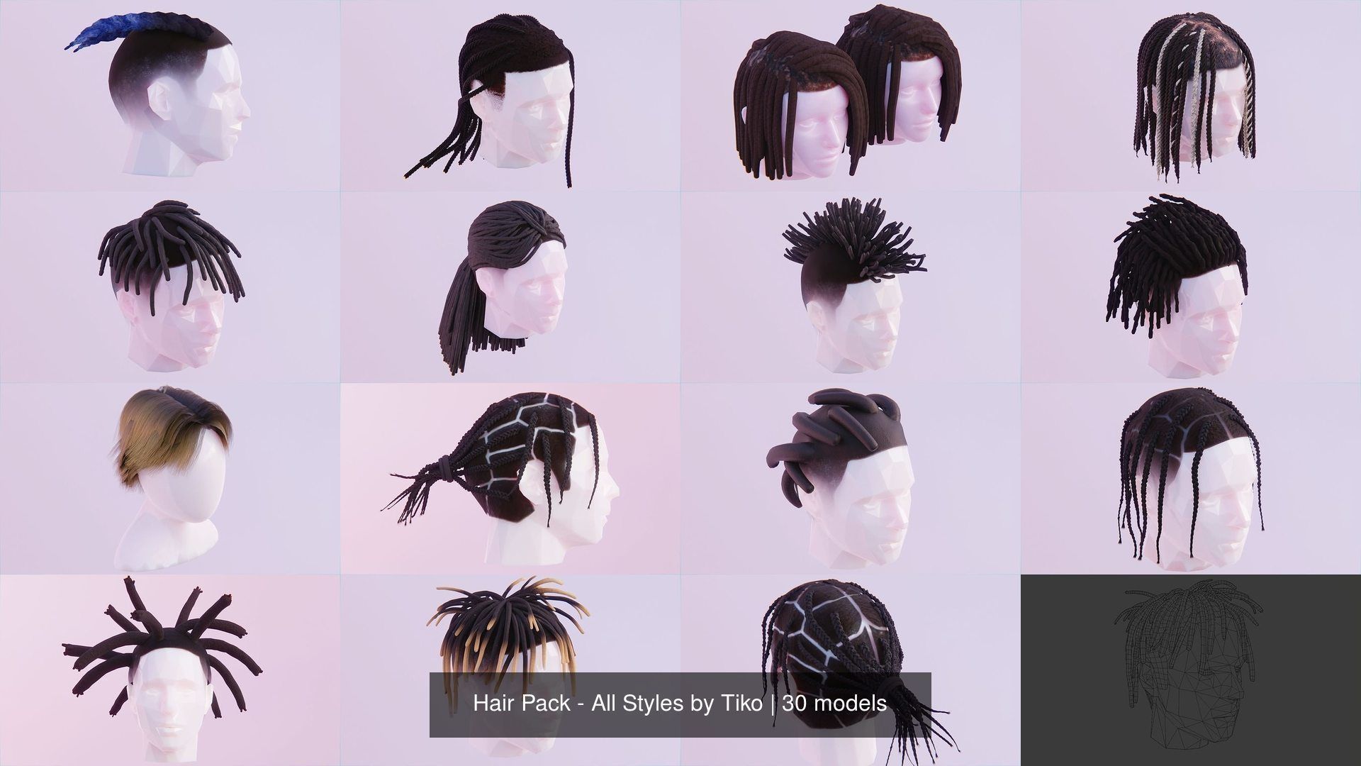 Hair Pack - All Styles by Tiko 3D Model Collection_26