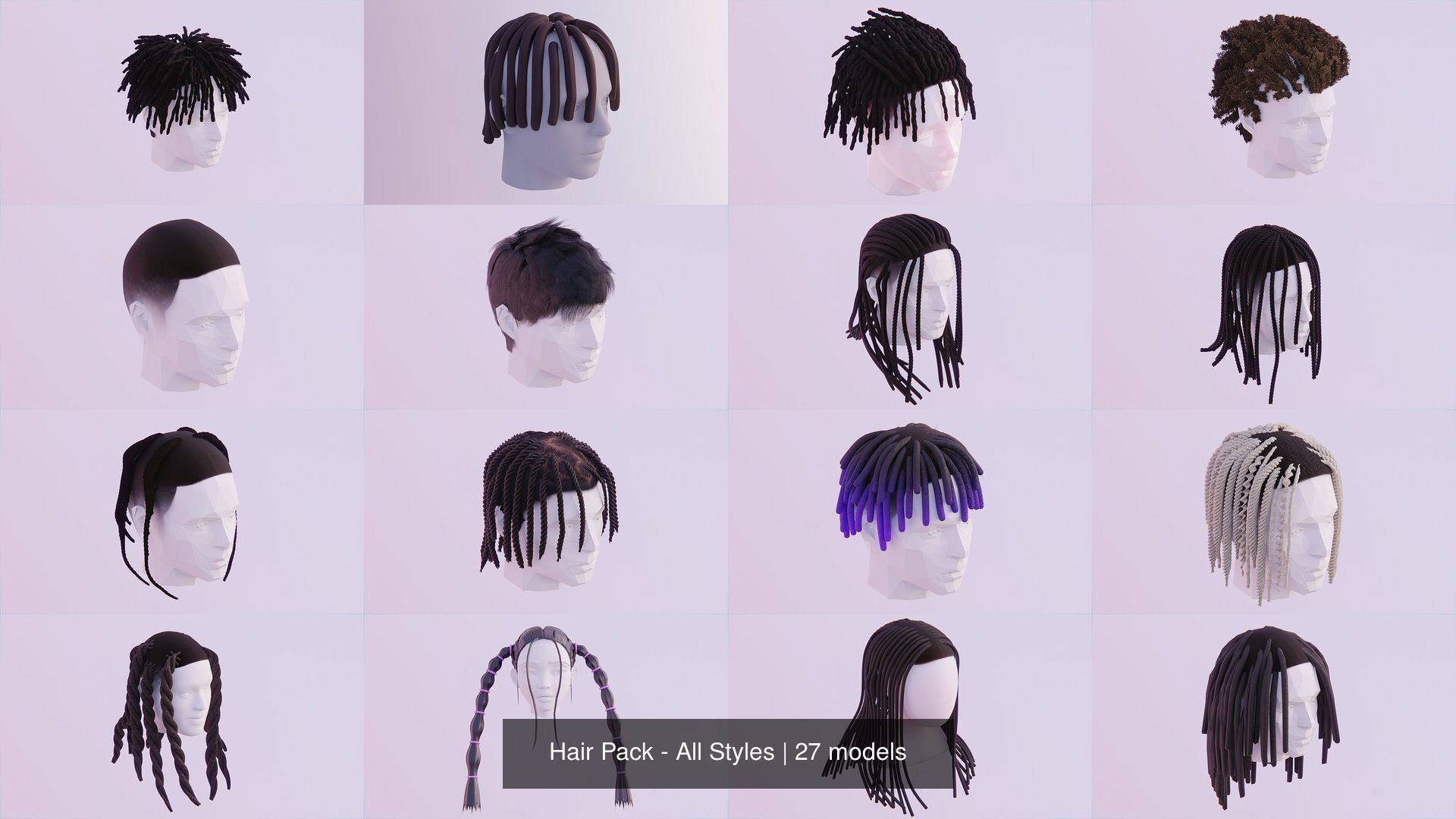 Hair Pack - All Styles by Tiko 3D Model Collection_47