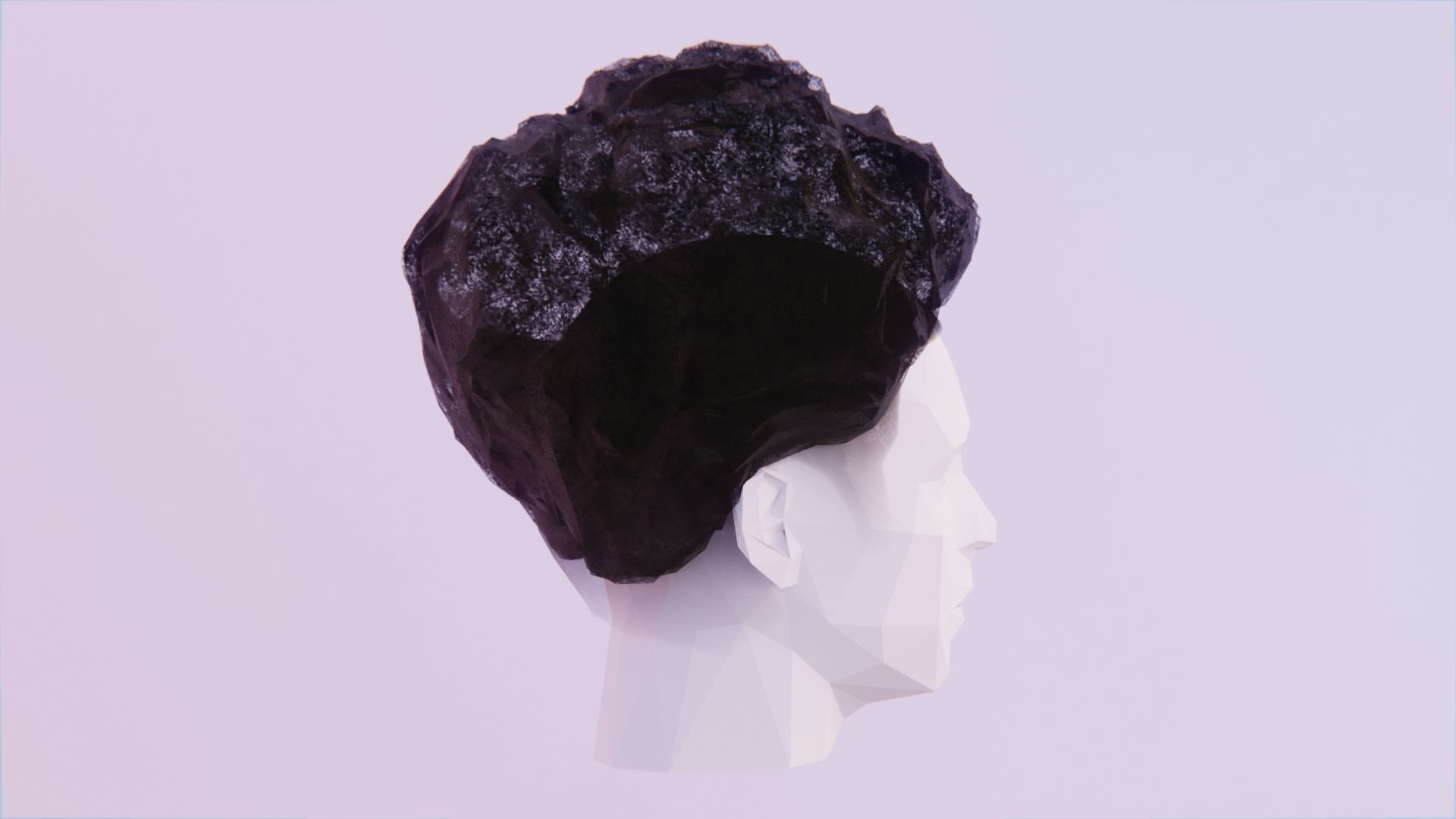 Nappy Afro Low-poly 3D model_2