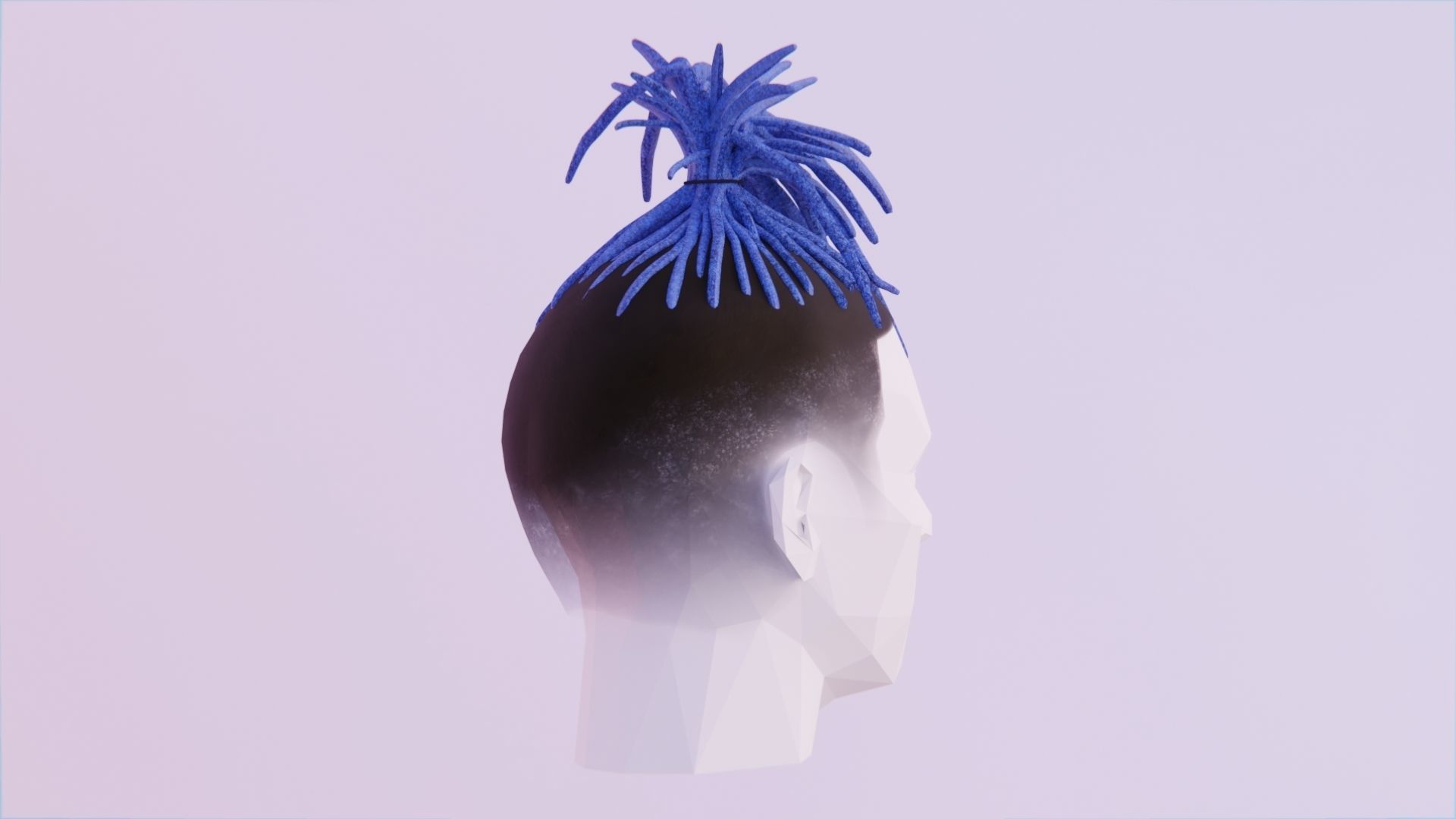 XXXtentacion Dreadlock Hair - Tied Up Low-poly 3D model_2