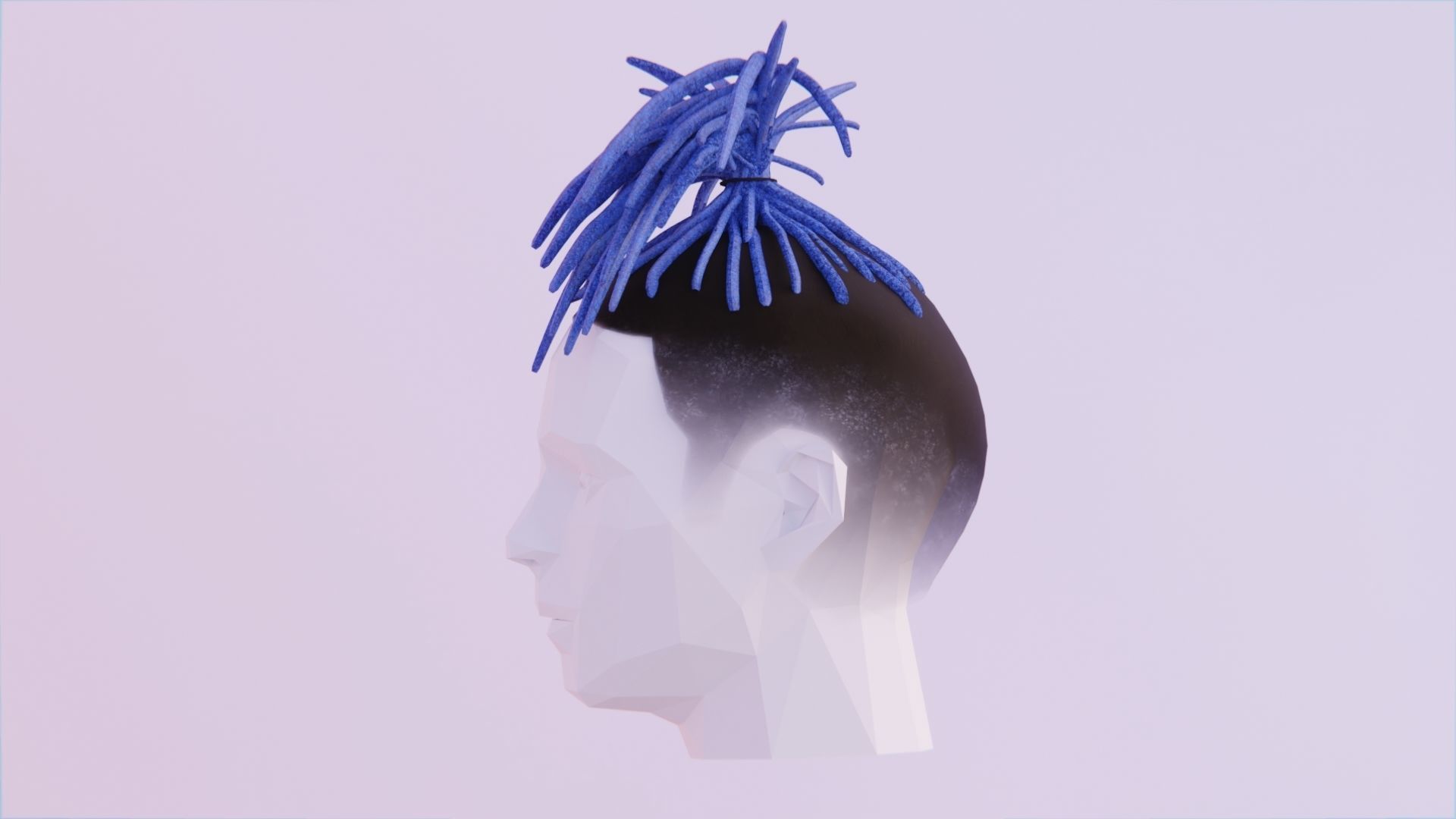 XXXtentacion Dreadlock Hair - Tied Up Low-poly 3D model_1
