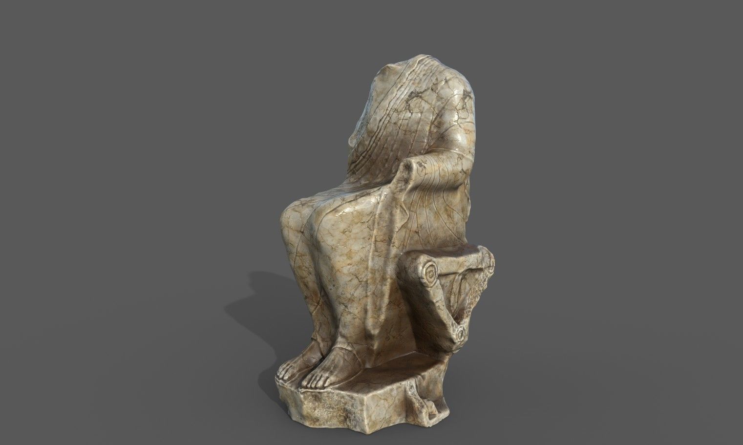 Statue of  Dionysus  AKA  Bacchus  Low-poly 3D model_11