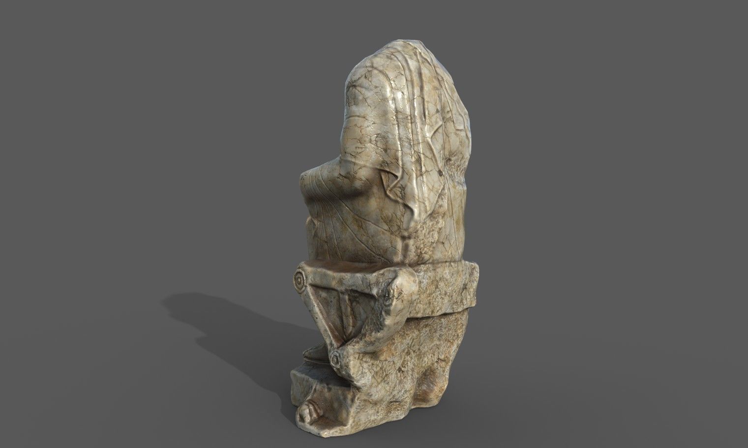 Statue of  Dionysus  AKA  Bacchus  Low-poly 3D model_13