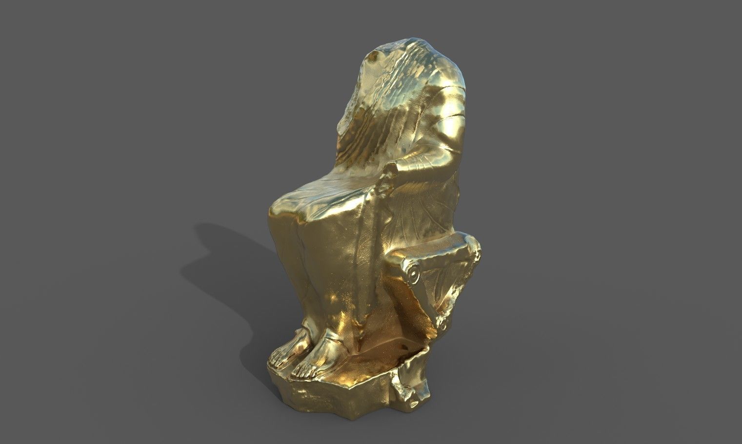 Statue of  Dionysus  AKA  Bacchus  Low-poly 3D model_26